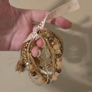 Bunch of brown bracelets